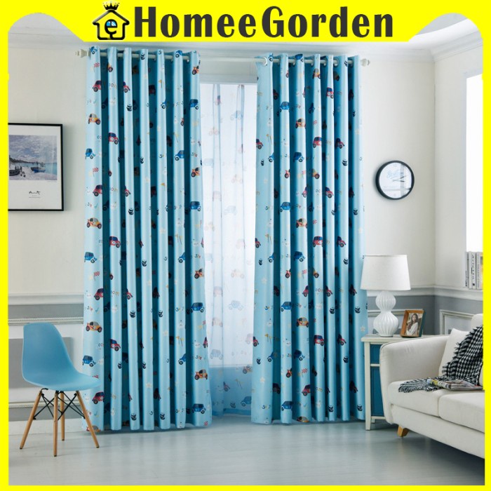 Gorden blackout jendela karakter Gordyn biru mobile anak laki laki - L100xT265 JS