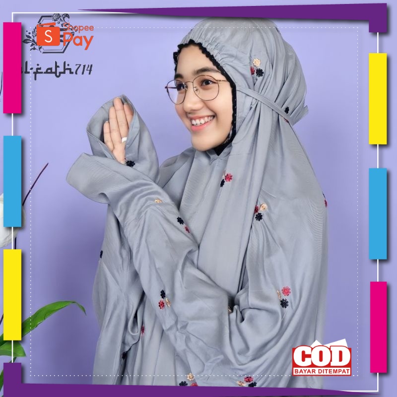 RAMADHAN SALE // Mukena Terusan Dewasa bordir bunga melati mukenah lajuran mukena rayon