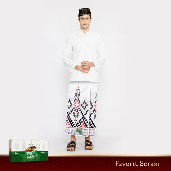 Sarung ATLAS Favorit Serasi Motif BHS KWG Putih Hitam