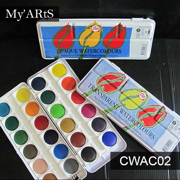

Talens Arts Watercolour Cake 24 Warna Halfpan Watercolor Portable Cat Air Lukis Gambar Myarts