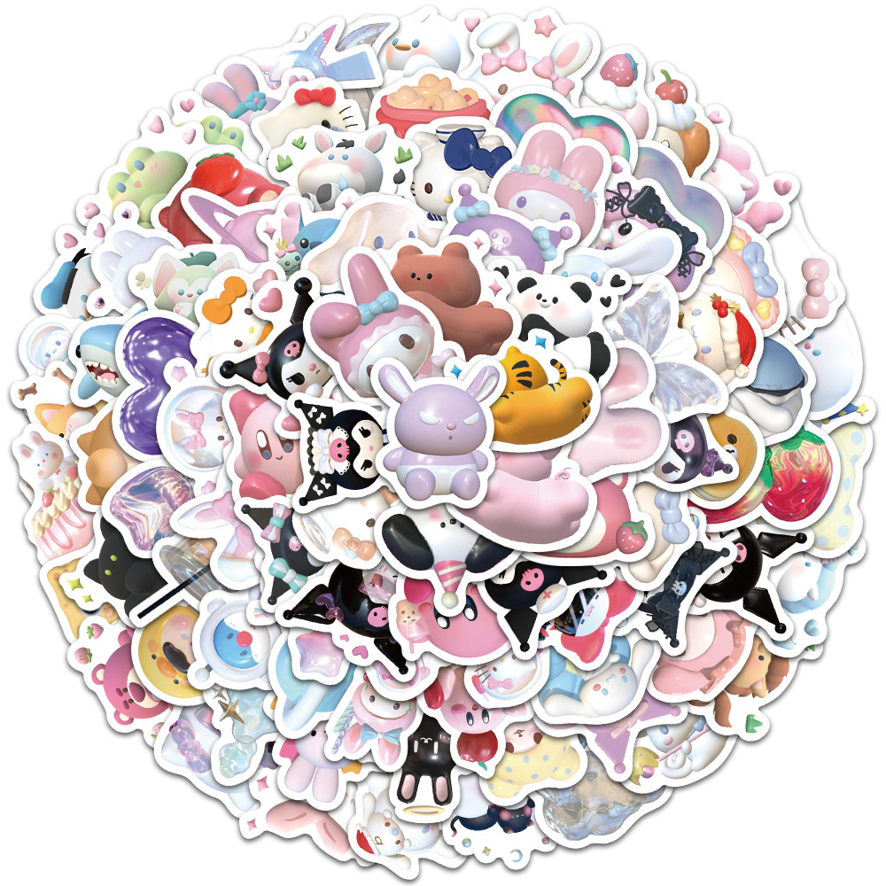 

10/30/50/110PCS Cute 3D Sanrio Kuromi Melody Stickers Anime Decals Kid Toy DIY Suitcase Scrapbook Laptop Kawaii Graffiti Sticker