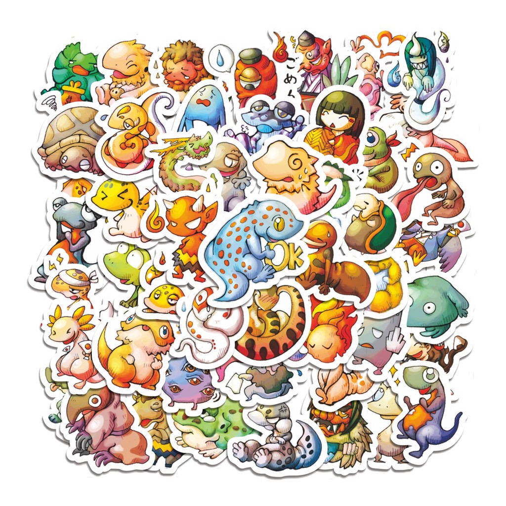 

COD 50 Pcs Stiker Everyday of Small Monster Youkai Lucu Anti Air Untuk Dekorasi Notebook Sepeda Skateboard Handphone