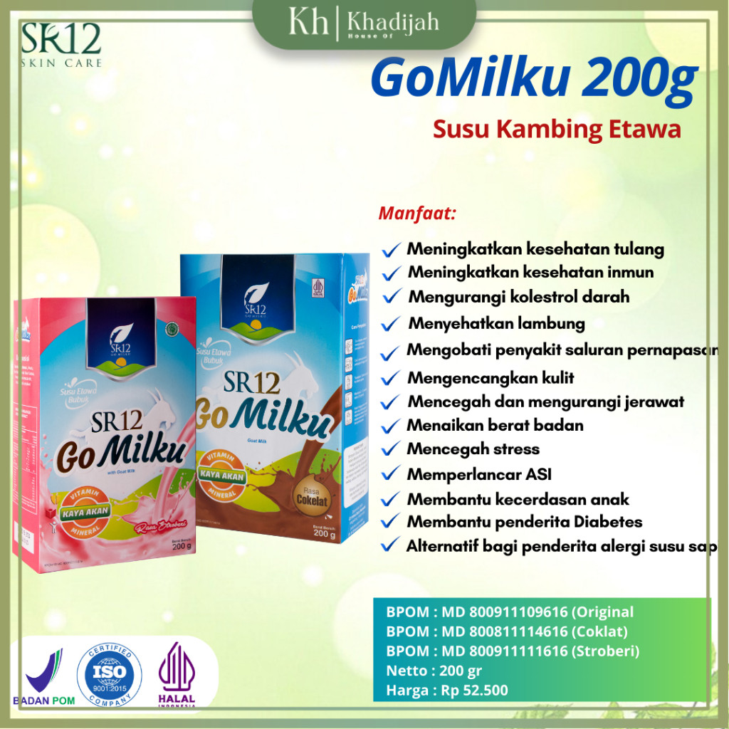 

HOK of Susu Kambing SR12 Go Milku 200gr Go Milku Susu Bubuk Etawa Halal