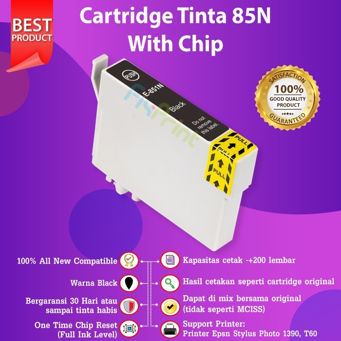 Cartridge Tinta 85N 85 N Printer Epson 1390 R1390 T60 New Compatible
