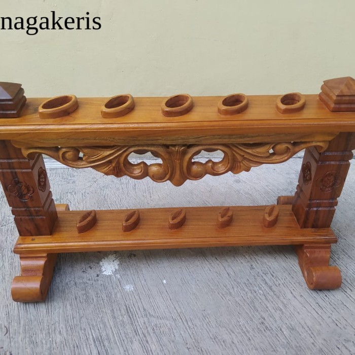 

Jagrak keris isi 5 kayu jati Ukiran minimalis terlaris murah