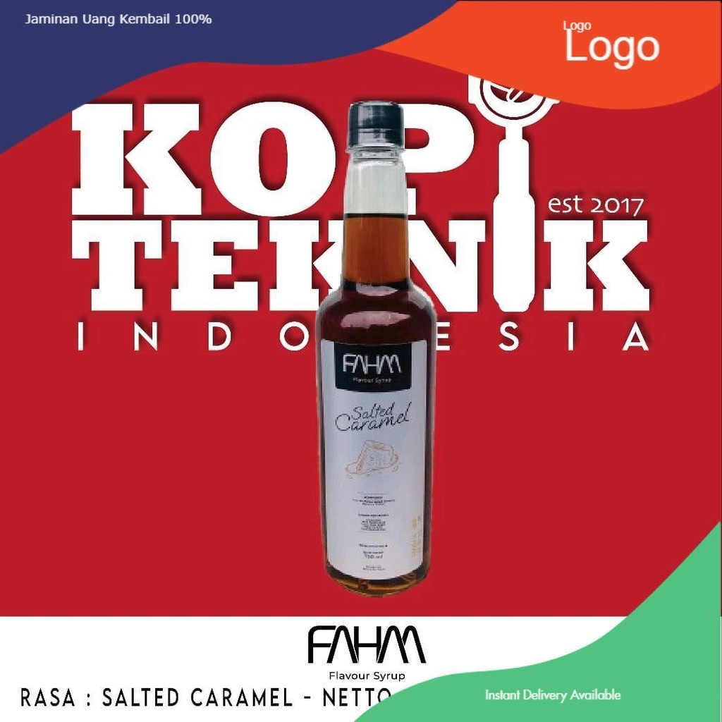 

Salted Caramel Flavour Syrup FAHM 750 ml Botol Sirup Minuman
