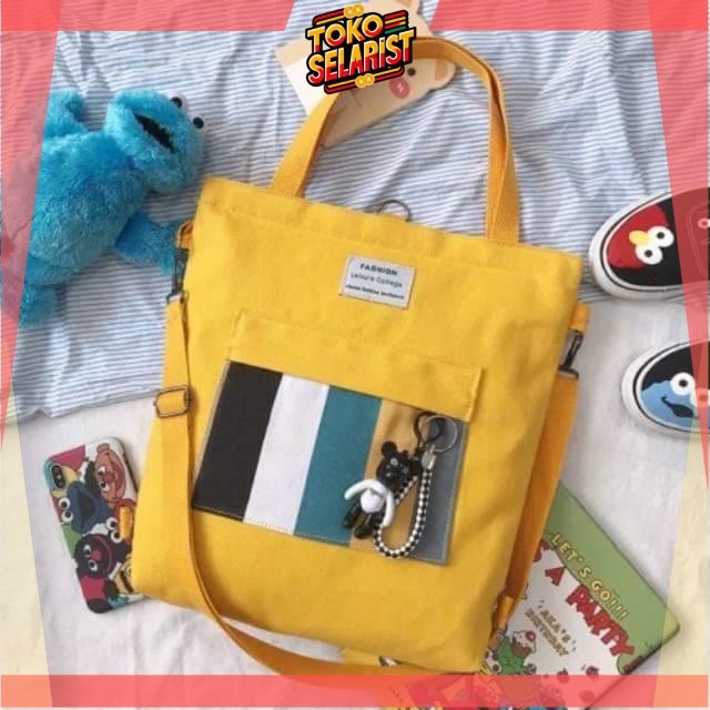 COD MAKASSAR   Tote Bag Wanita (Bisa Ransel Bisa Selempang) Tas Totebag Motif Makassar