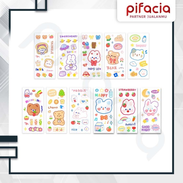 

New Product Sticker Decoration Cartoon Book Journal Diary Cute Rabbit Bear Lucu - Random