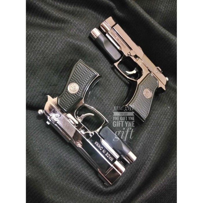 Korek Gas Pistol Beretta Mini Senter Laser, Korek Api Unik, Mancis