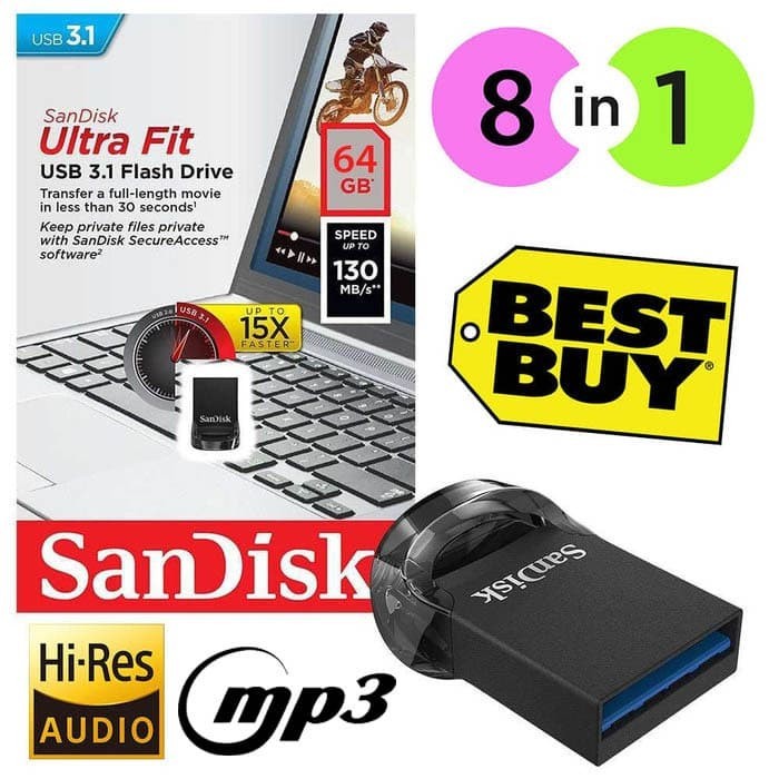 Best Buy 8 in 1 Kompilasi Album MP3 & FDD Sandisk Ultra Fit 64GB