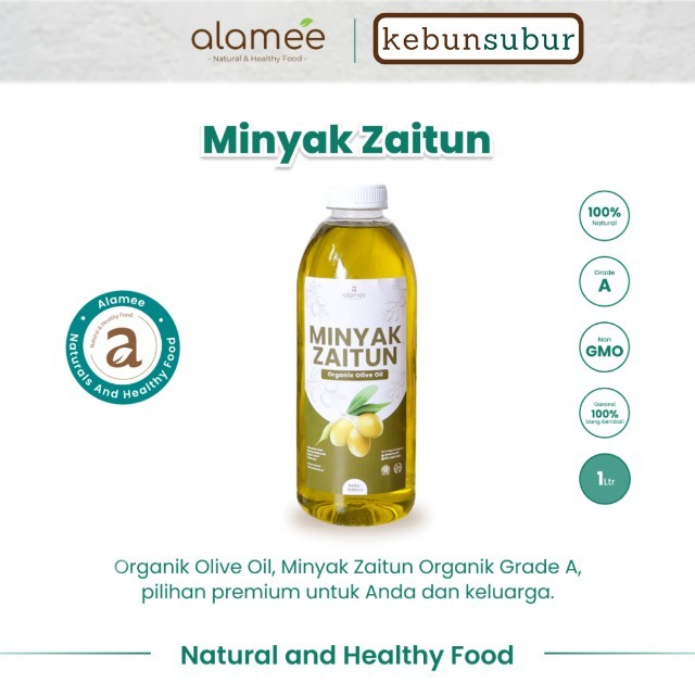 

ALAMEE Minyak Zaitun Murni Untuk Diminum Olive Oil Extra Virgin Organic Organik Masak EVOO 1000ml Kebunsubur