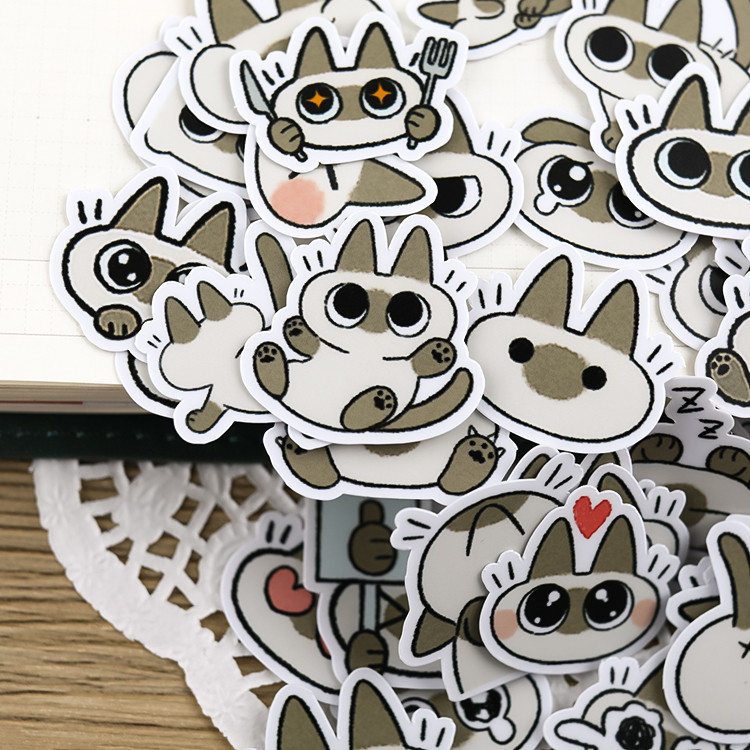 

44pcs Cute Hand Account Cartoon Cat Stickers Hand Account Net Red Diy Album Ins Decoration Material