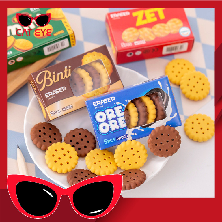 

PROMO - S6299 Penghapus 5 in 1 Bentuk Biskuit / Biscuit Eraser For Pencil / Penghapus Pensil Motif Cookies / Eraser Biskuit 5 in 1
