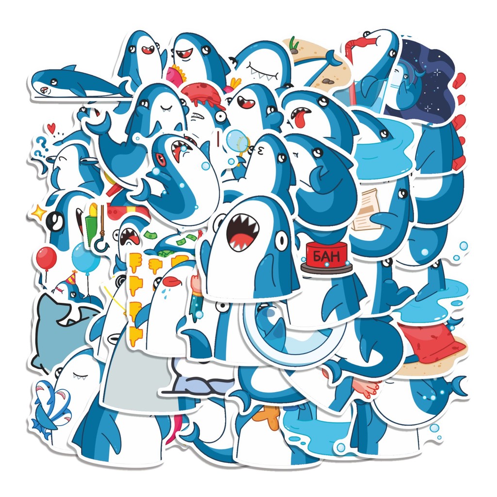 

COD 50 Pcs Stiker SHARKS Lucu Anti Air Untuk Dekorasi Notebook Sepeda Skateboard Handphone