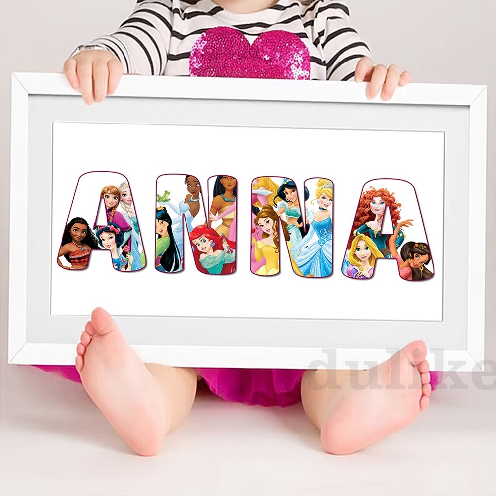 

Personalized Disney Princess Name Print Cinderella Poster Baby Girl Nursery Wall Art Canvas Painting Princess Birthday Baby Gift