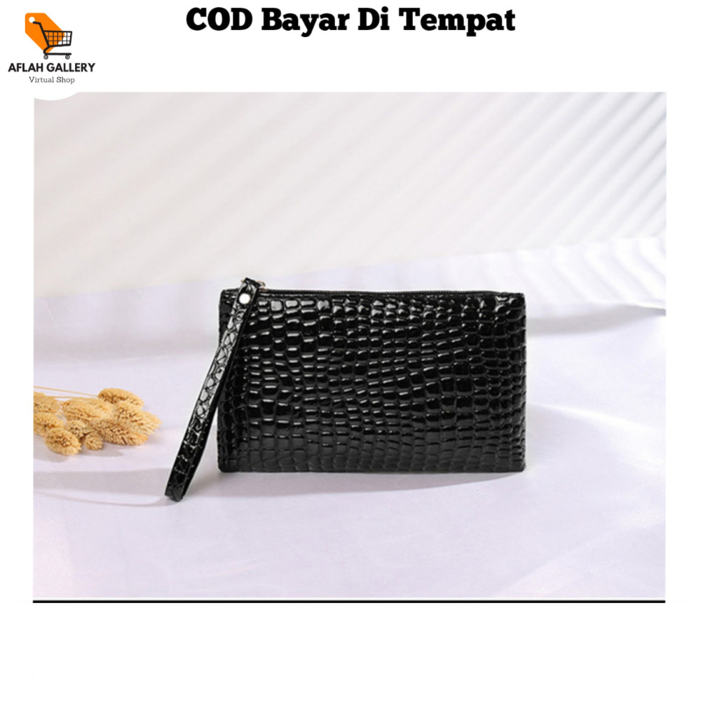 Pouch HP  Kartu  Serbaguna Pouch Kosmetik Bag Polos Kulit Buaya