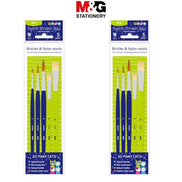 

Kuas Lukis Set 5 M&G So Many Cats ABH978C9 Set Kuas Cat Bulu Nylon Round & Flat Set 5 - M&G, KUAS CAT SET 5