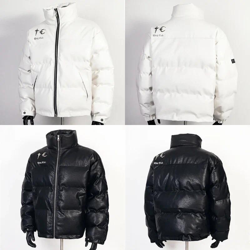 Youth Fashion Trend THUG CLUB Leather Coat Solid Color High Quality Star Moon Thug Club Coat Men Wom