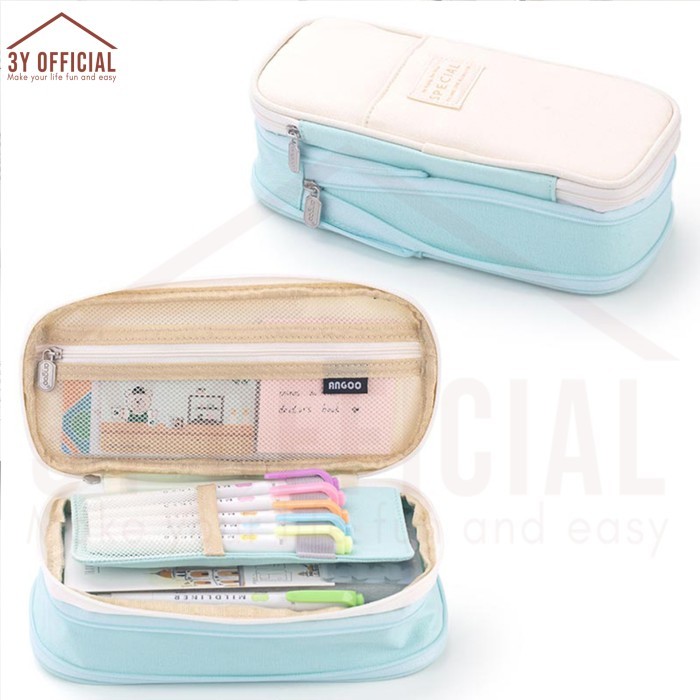 

3Y Angoo Collapsible Pencil Case kotak pensil aesthetic - Dark Grey