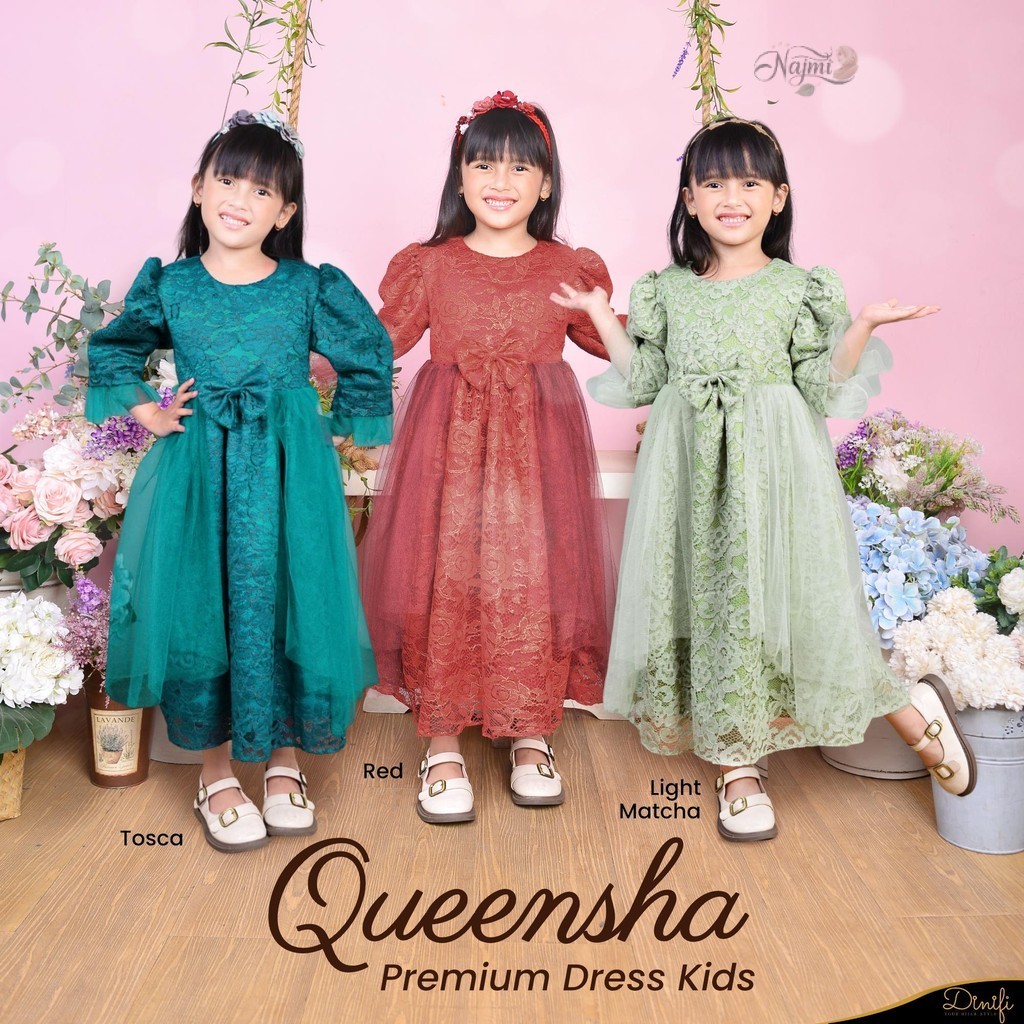 Koleksi Najmi / Mouza Dress Queensha / Dress Anak Mewah Premium Brukat Queensha by Mouza