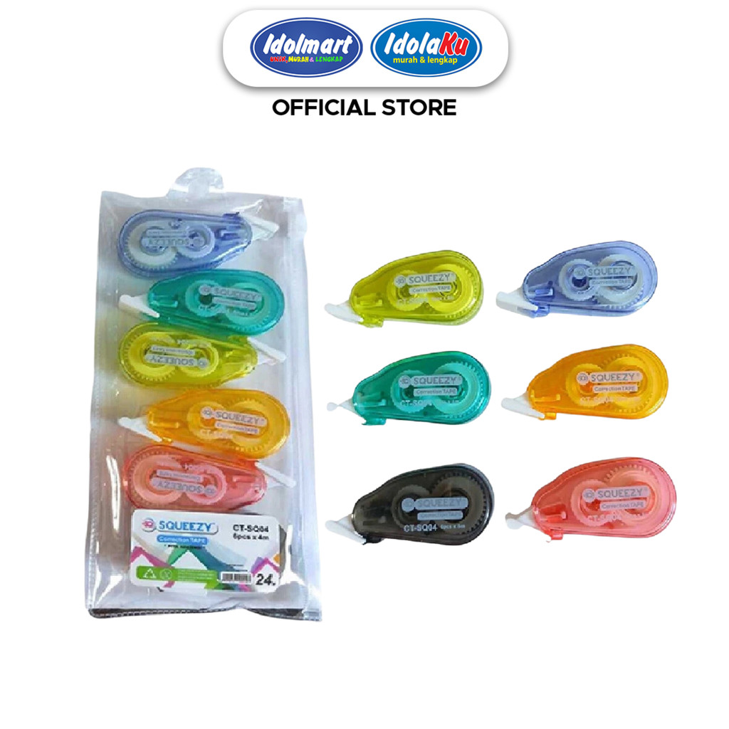 

IDOLMART SQUEEZY Correction Tape Set 24M 6 Pcs Pita Koreksi Tipe-X Bandung