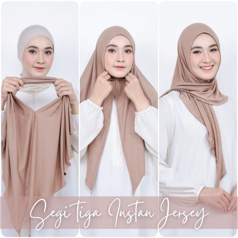 Aqila Hijab Segitiga Instan Jersey Premium | Kerudung instant Jersey Panjang Muslim Lembut tidak lic