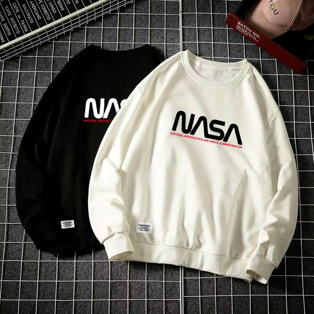 SWEATER BAJU LENGAN PANJANG PRIA WANITA KAOS COWOK CEWEK DEWASA FASHION NASA SIMPLE TEXT KEREN KEKIN