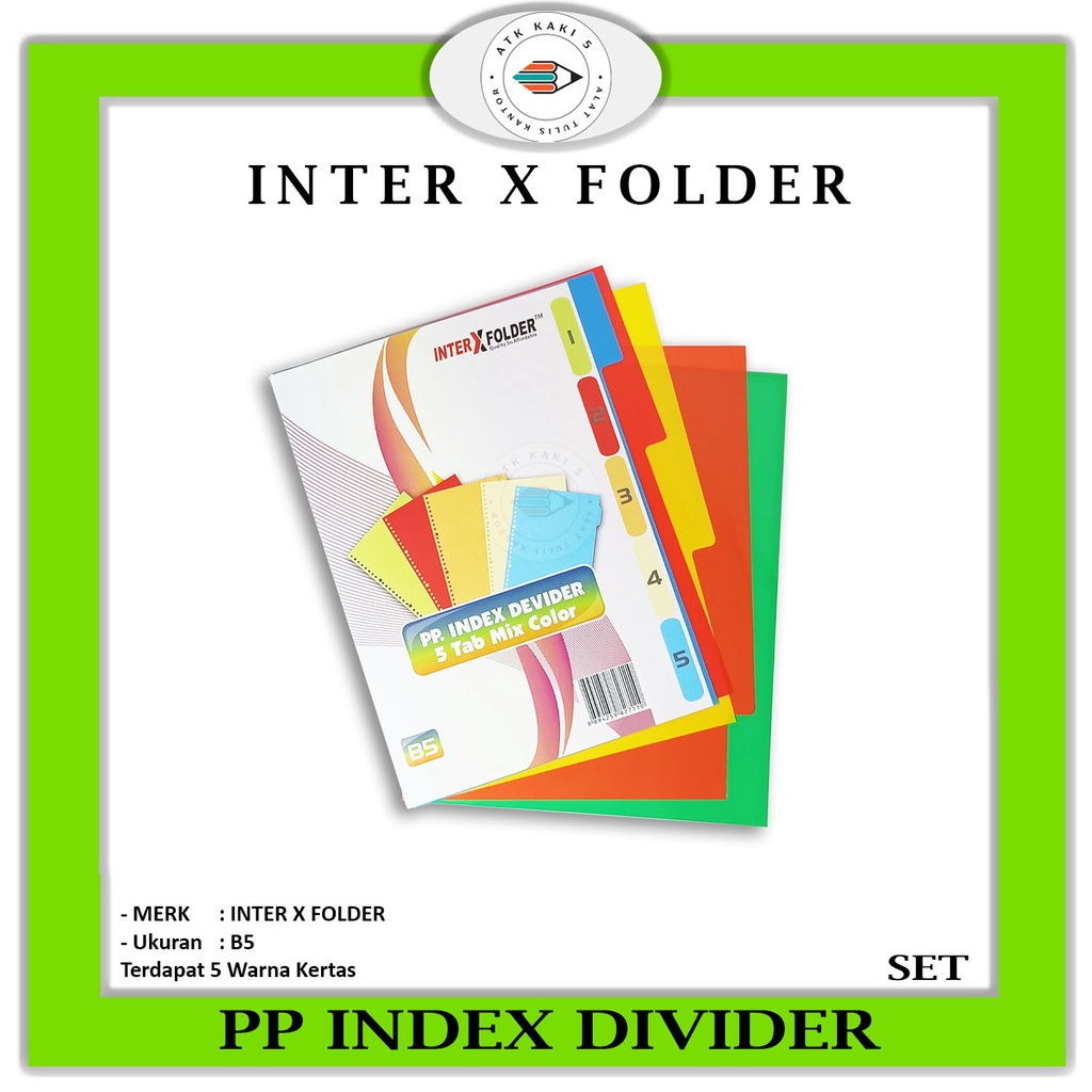 

INTER X FOLDER - Index Divider Inter X Folder 5 Tab Mix Colour B5 - Set
