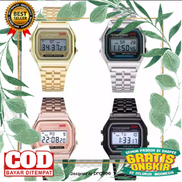 JAM TANGAN ELEGAN DESAIN TRENDY TERMURAH /Jam Tangan Wanita Pria Kotak Rantai Tipis Digital CS135