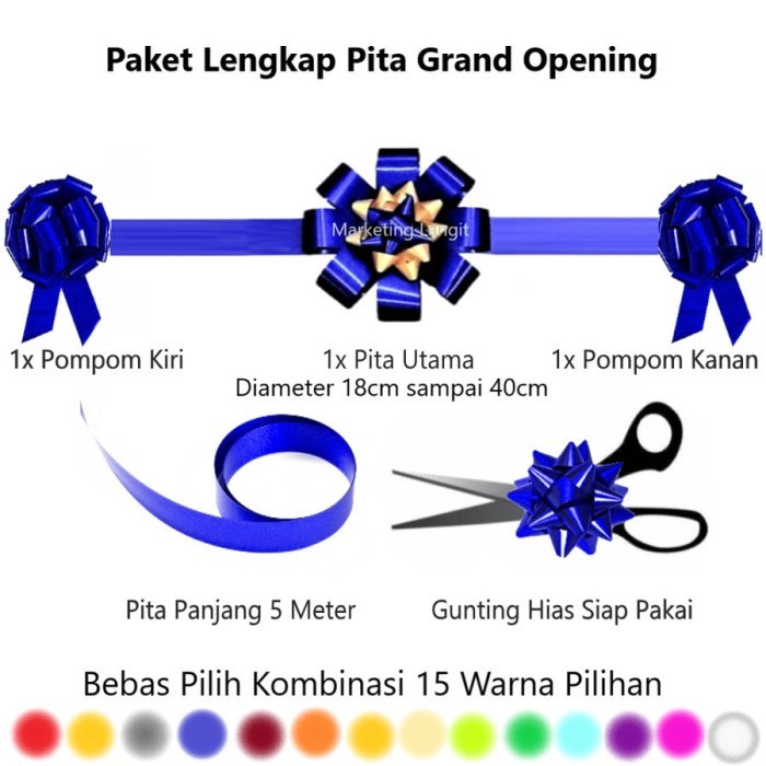 

Pita Grand Opening Set Lengkap Gunting Peresmian Pembukaan Siap Pakai - Blue Gold, Bunga 18 Aja ORI