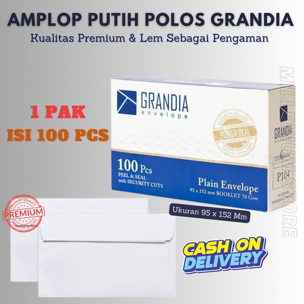 

{ 1 Pak } Amplop Putih Polos No. 104 Grandia 95 x 152Mm (100 Pcs) Amplop Uang / Amplop Surat / Sudah Ada Perekatnya / Bisa Bayar Ditempat - toko1_gemilang