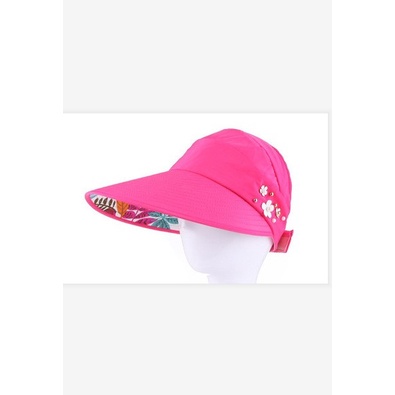 Topi wanita Korean Fashion Knit Visor Sports Baseball Cap Pantai - Merah Muda