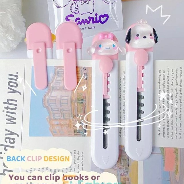 

Cutter Mini Kecil Aesthetic Sanrio buka Paket Melody Kuromi Cewek