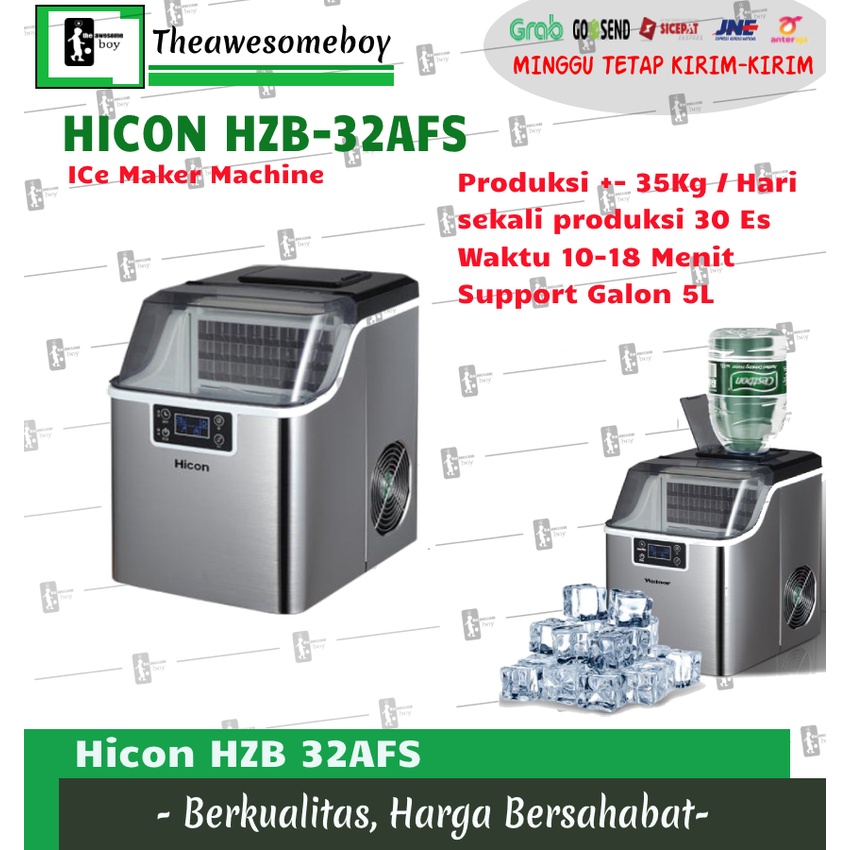 Hicon HZB 32AFS Mesin Pembuat Es Batu Ice Cube Maker Machine 35kg/day