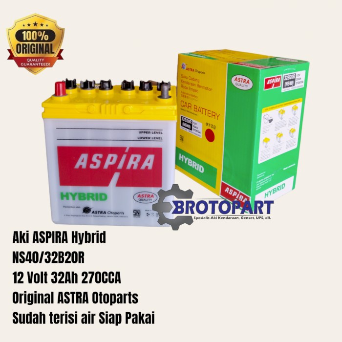 Aki Mobil Toyota Avanza Old, Rush ASPIRA NS40 Aki Basah HYBRID 32Ah ORIGINAL ASTRA