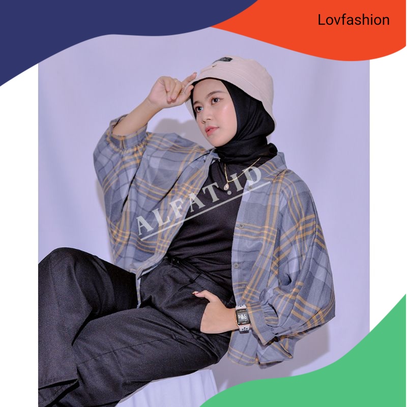 kemeja kekinian tamara batwing // outer batwing flanel & semiwoll