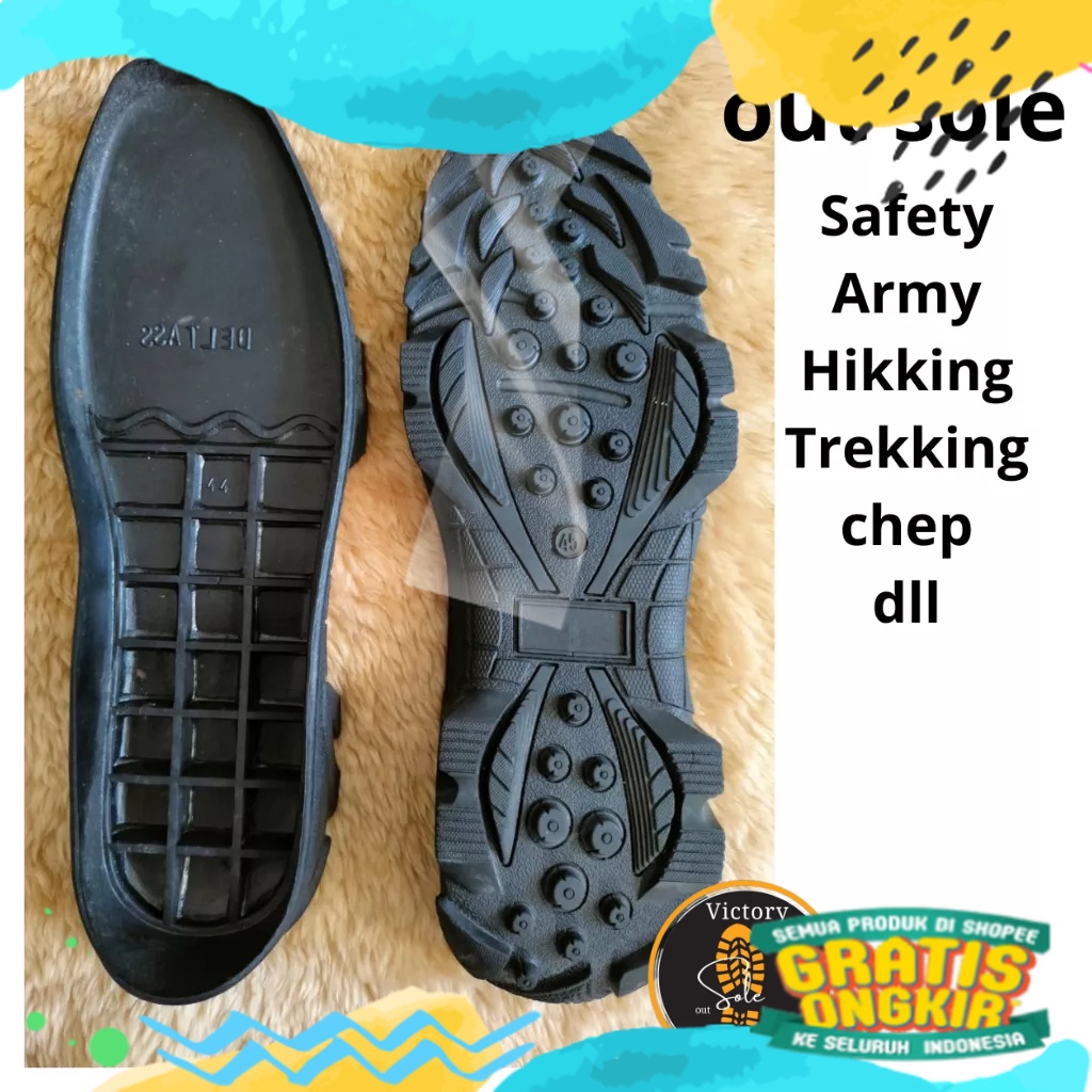 Outsol karet sol sepatu alas sepatu sepatu safety pdl boots King cheetah gunung treking tni tentara/
