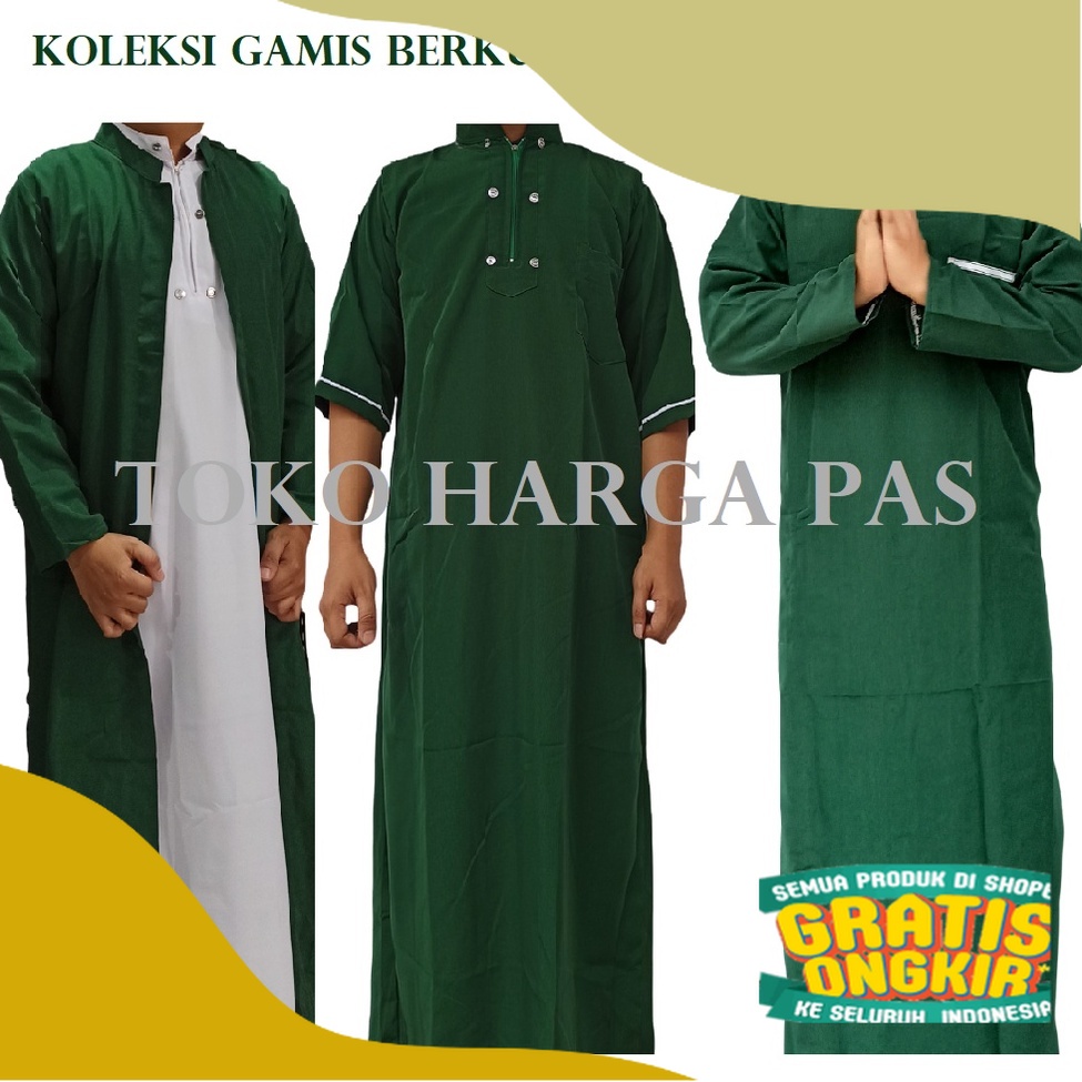 Gamis Pria Hijau - Jubah Pria Hijau - Gamis Shalat Pria/ Bigsize