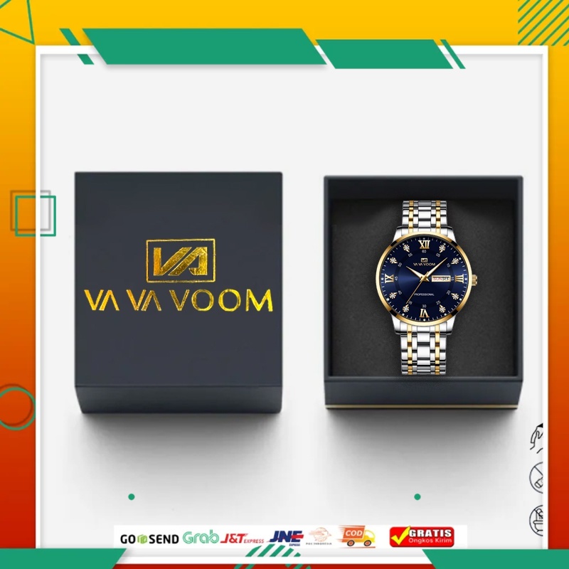 PREMIUM ORI / VAVAVOOM 2461 Jam Tangan Pria Original Luxury Rantai Tahan Air Stainless Steel Analog 