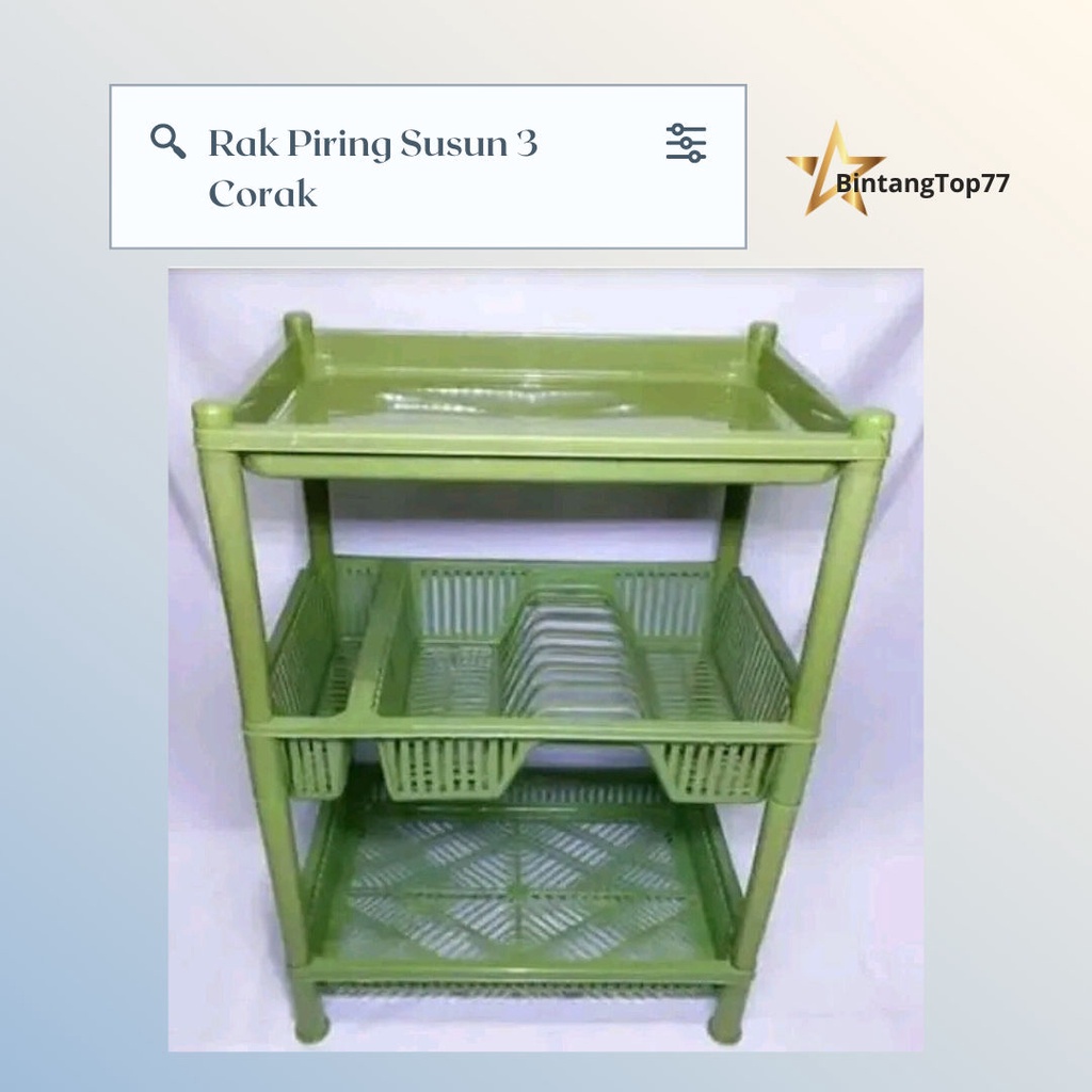 Rak Piring Susun 3 Plastik/rak susun3/rak meja