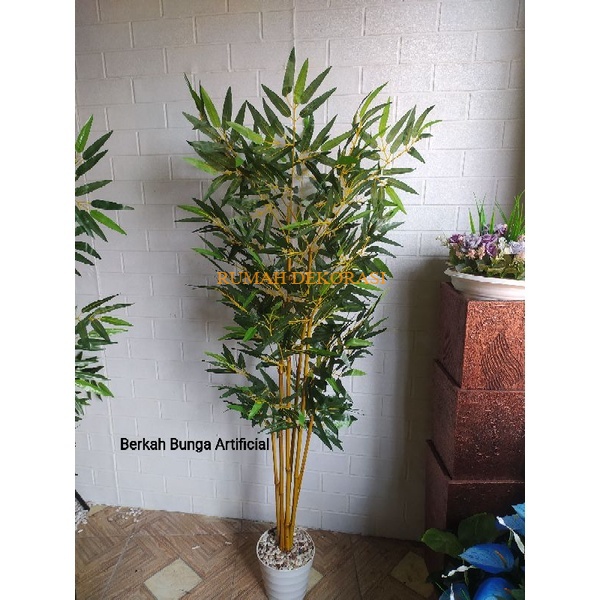 Pohon Bambu Artificial T 150cm Bambu Partisi Cendani Kuning Pohon Pojok Bunga Sudut Pohon Bambu Plas