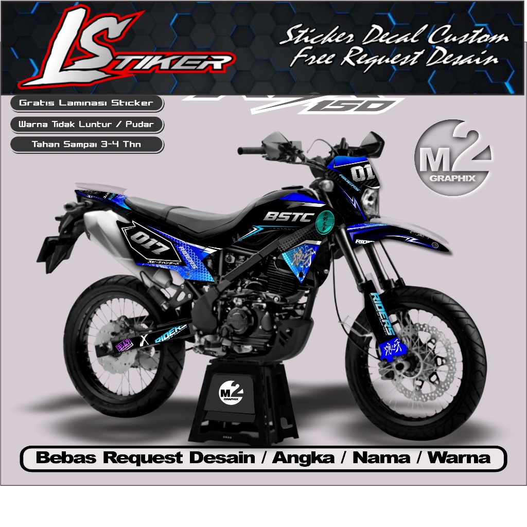 0154 Sticker Decal KLX 150 BF Full BOdy Desain Suka-Suka Terbaru - Stiker Variasi KLX 150 G / KLX G 