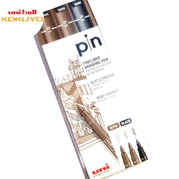 

Uni Pin-200-3C DRAWING PEN NEW set isi 3 pcs 2color 2size