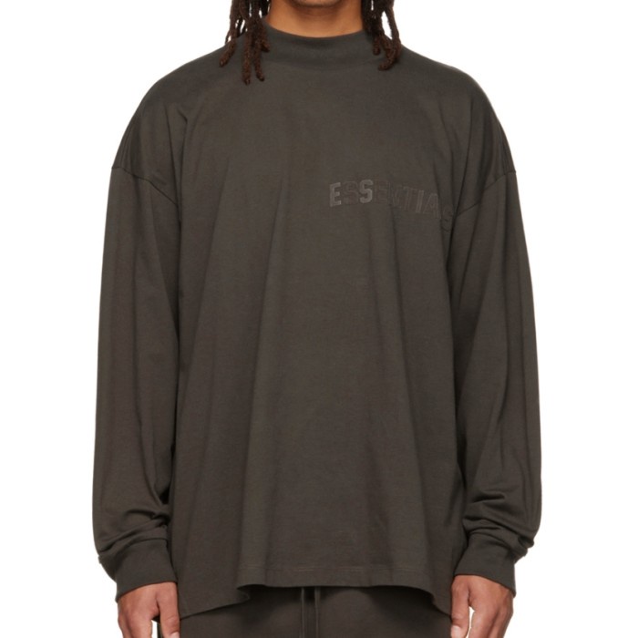 Essentials Off Black Long Sleeve Crewneck LS Gray Tee Original