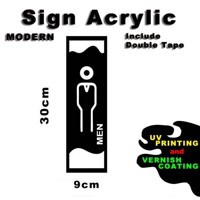 

Papan Tanda Akrilik Modern - Acrylic Cetak UV Toilet Men Pria SAUV6