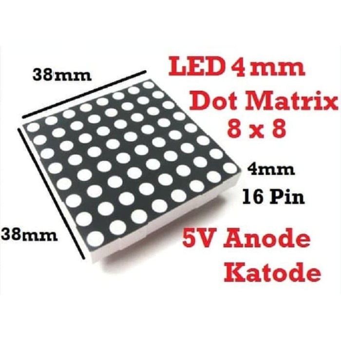 LED DOT MATRIX MERAH 8X8 (38MMX38MM) LED DISPLAY DOT MATRIX 8X8 RED GT27