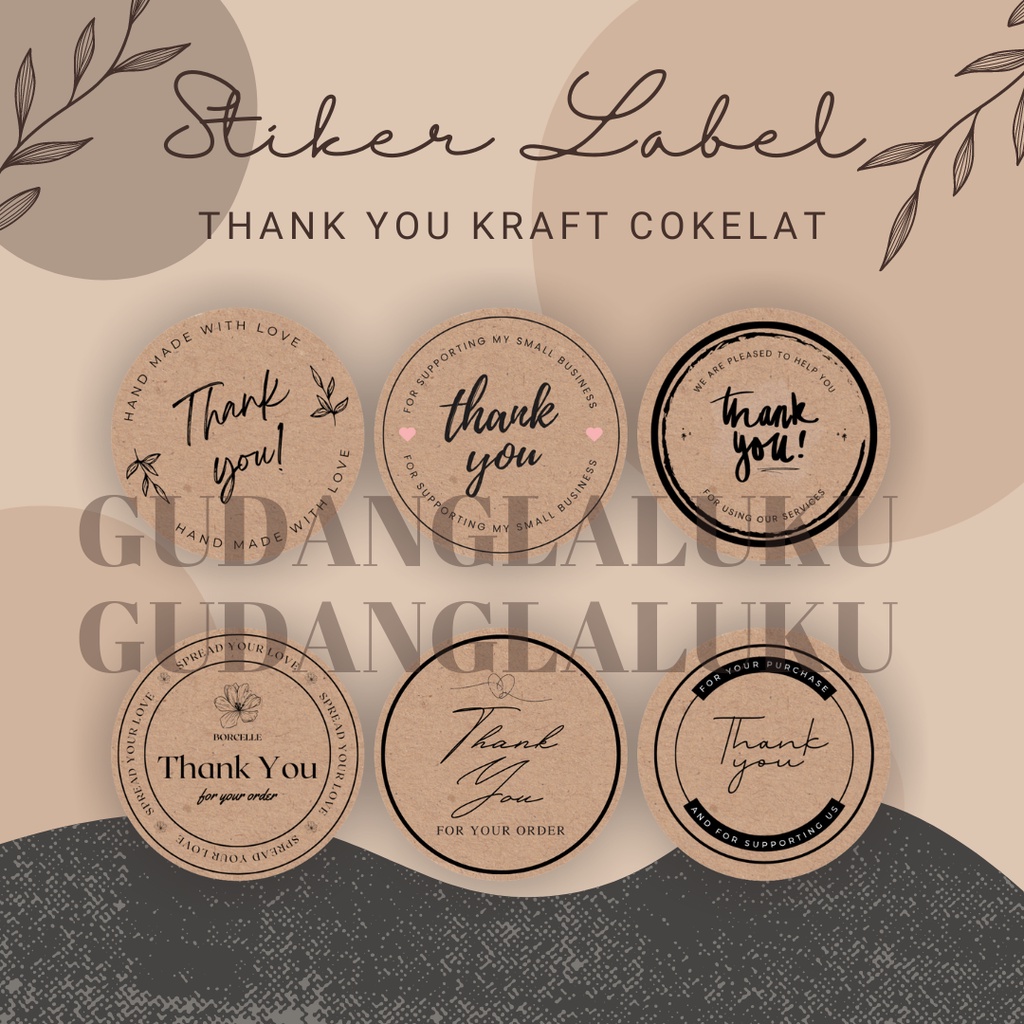 

[35 PCS] STIKER KRAFT LABEL THANK YOU COKLAT PREMIUM