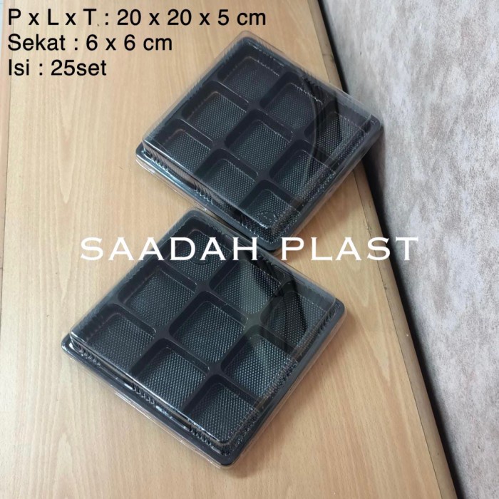 

[[ BEST SELLER - ALAT DAPUR ]] (ISI 25) Mika Puding Mini Sekat 9 + Tutup / Tray Box Kotak Isi 9 Kue