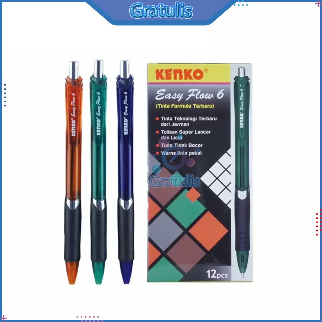 

PULPEN EASY FLOW 6 KENKO [12 PCS] / BALLPOINT PENA PEN [1 PACK] / BALL POINT PEN CETAK CETIK / BULPEN 1 PACK / PENA 1 LUSIN / BOLPEN 1 PAK / POLPEN 1 BOX / ALAT TULIS SEKOLAH