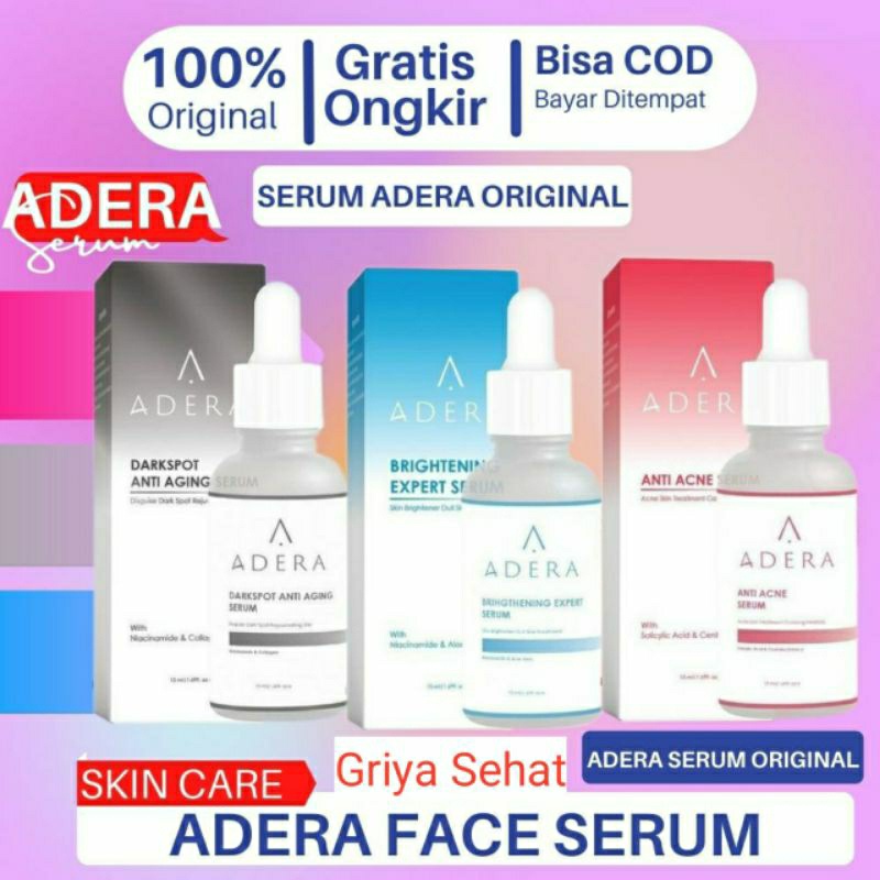 ADERA SERUM ORIGINAL 100% BPOM BRIGHTENING | ACNE | DARKSPOT | Paket Adera Serum Wajah Glowing Putih